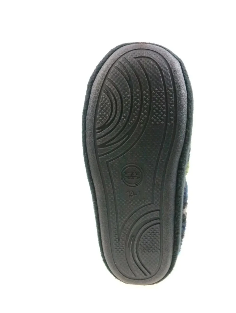 Kids' Cozy Camo Fleece Slip-On Slippers - Blue & Green.  T16